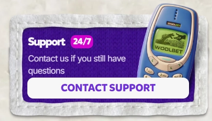 Woolbet Casino customer support section with 24/7 contact assistance