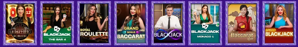Woolbet Casino live casino games selection with blackjack roulette and baccarat tables