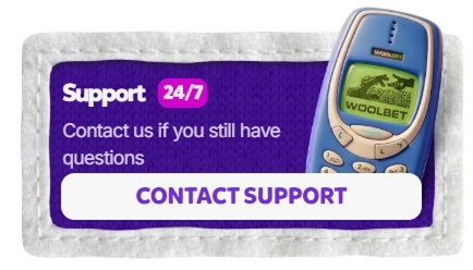 Woolbet Casino support contact panel with 24/7 customer assistance